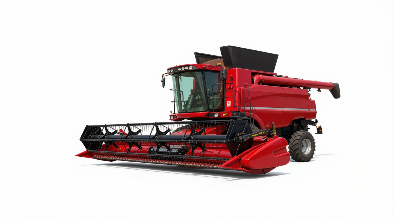 combine harvester in a wheat field
